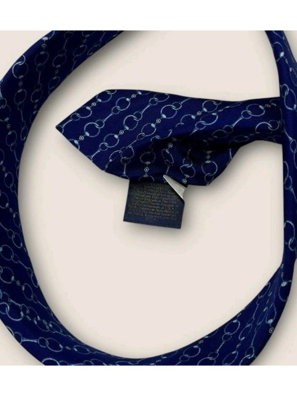 BROOKS BROTHERS Silk Tie USA XL Blue Gray Horse Bit W:3.6" EUC - Picture 3 of 5